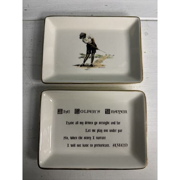 Vintage 1960 Delano Studios Setauket THE GOlFERS PRAYER Dish Trays GOLF Gift - Picture 2 of 7